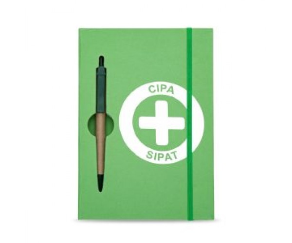 Bloco de Anotações Ecológico com Caneta 19,9 x13,5 cm personalizado para Sipat  - 13005-1