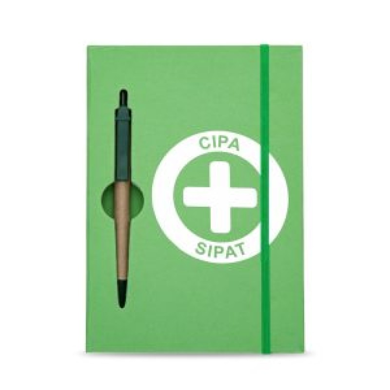 Bloco de Anotações Ecológico com Caneta 19,9 x13,5 cm personalizado para Sipat  - 13005-1