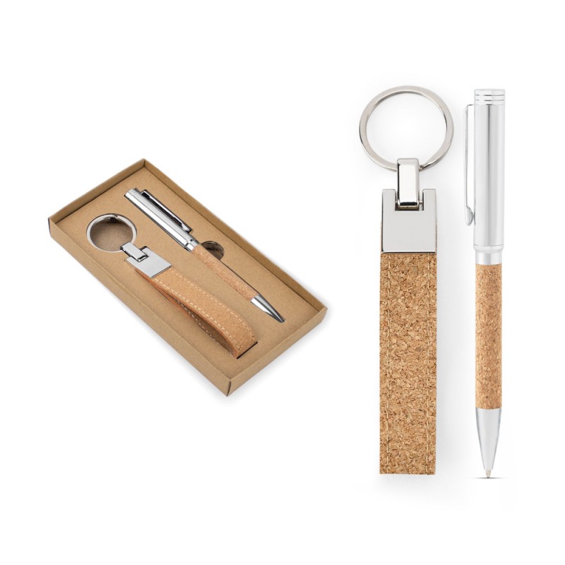 Conjunto Caneta  e chaveiro em  Cortiça Personalizada- 95106
