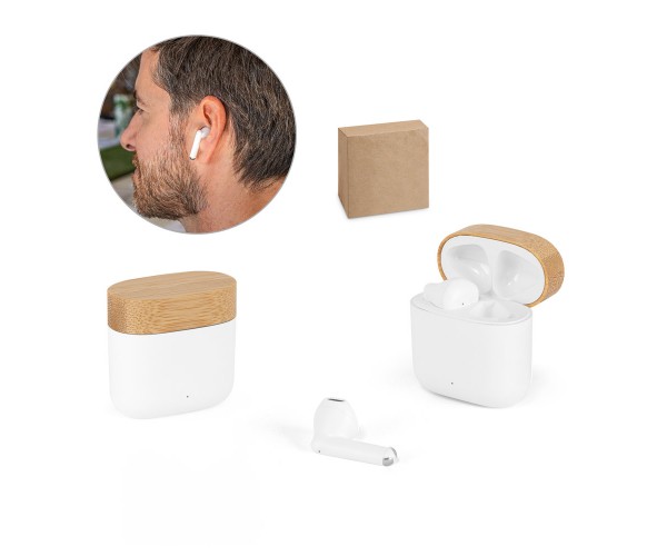 Fones de ouvido wireless em  bambu  Personalizado  -97193