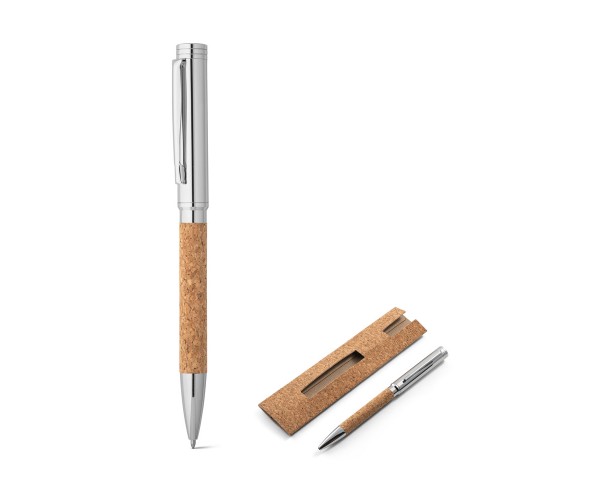 Caneta cortiça  com corpo em aço inox  personalizada -91783