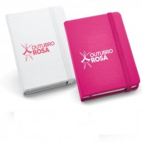 Caderno tipo moleskine 9 x 14 CM para Outubro Rosa personalizado - 93425-7787