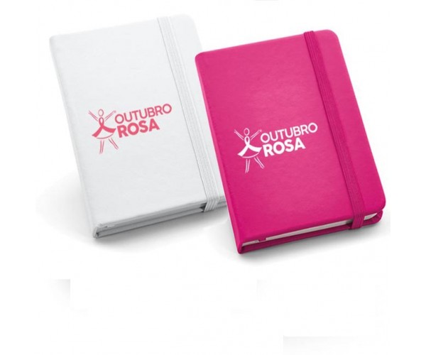Caderno tipo moleskine 9 x 14 CM para Outubro Rosa personalizado - 93425-7787