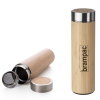 Garrafa Térmica de Inox e Bambu 400ml Personalizada - GA6800