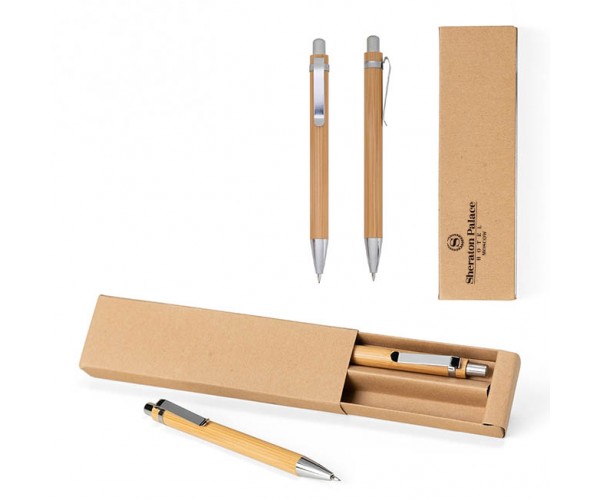 Kit Ecológico Caneta e Lapiseira Bambu Personalizada-14681