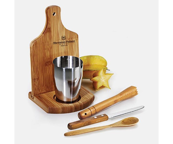 Kit Para Caipirinha Em Bambu Ibiza Personalizado 6 Pçs  -  KC-00443