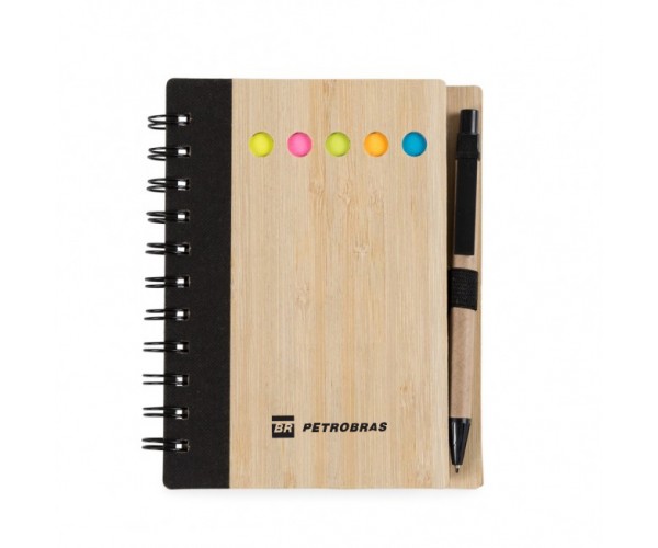 Bloco de Anotações Bambu com Caneta Personalizado - 13776