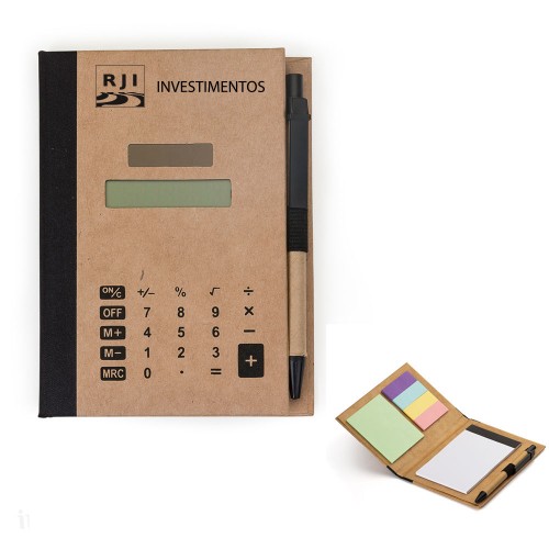 Calculadora solar com bloco de anotação e caneta Personalizado  -93923