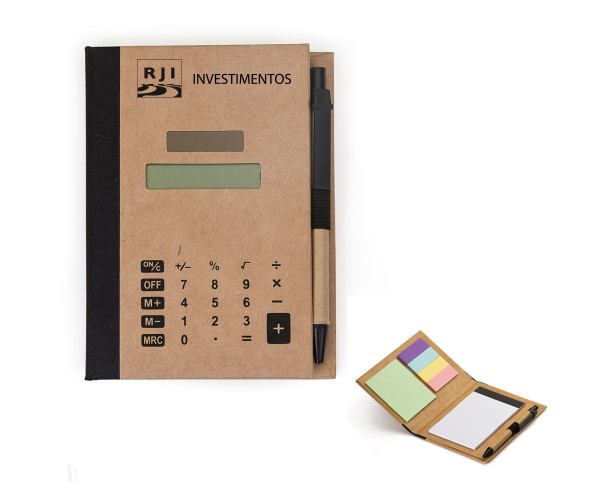Calculadora solar com bloco de anotação e caneta Personalizado  -93923