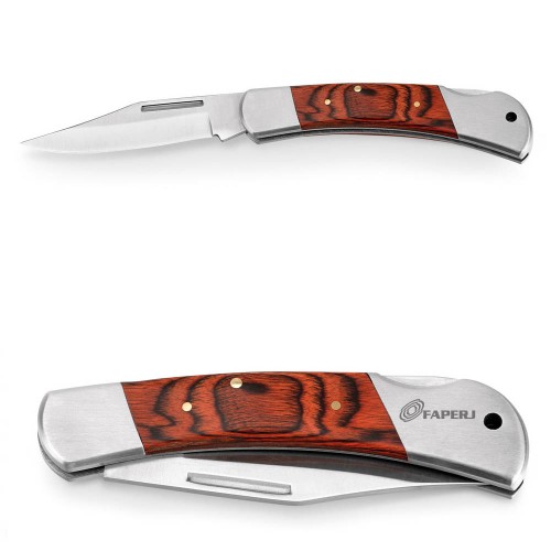 Canivete em aço inox e madeira personalizado -94031