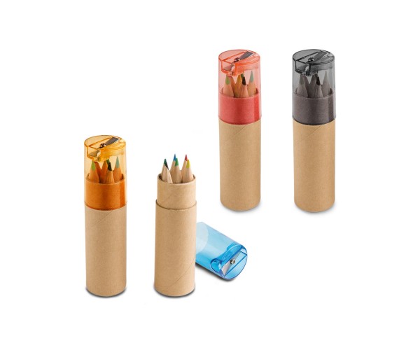 Caixa de Cartão Com Seis Mini Lápis de Cor Personalizado - 51751