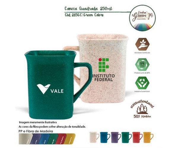Caneca Quadrada Green Colors 250mL Personalizada _ 275GC