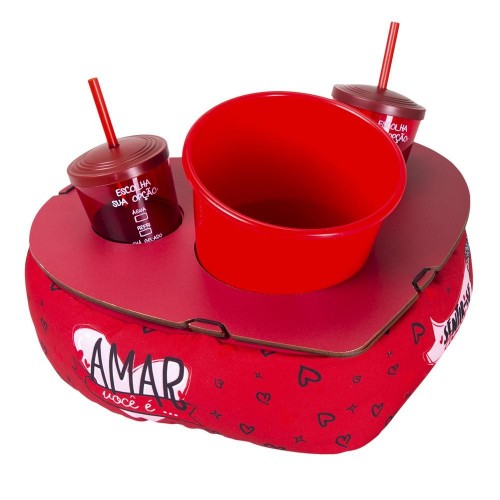 Almofada Porta Pipoca Coração  Personalizada - ALMPIPCOR-ALMPIPCOR