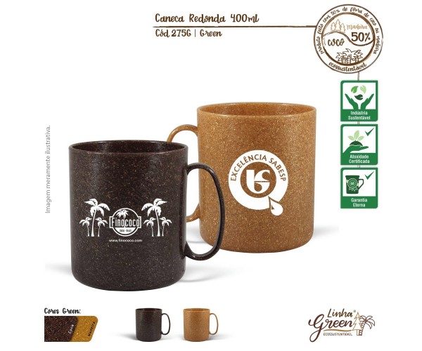 Caneca Redonda Green  400ml Personalizada _ 275G