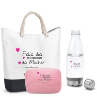 kit Bolsa , necessarie e Garrafa Personalizado dia Internacional da Mulher - 94687999