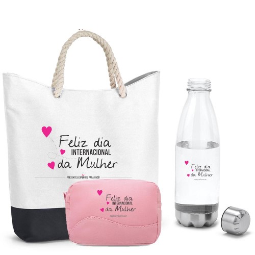 kit Bolsa , necessarie e Garrafa Personalizado dia Internacional da Mulher - 94687999