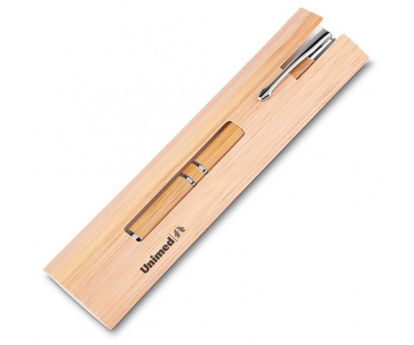 Caneta Ecológica de Bambu com Estojo Personalizada-14665