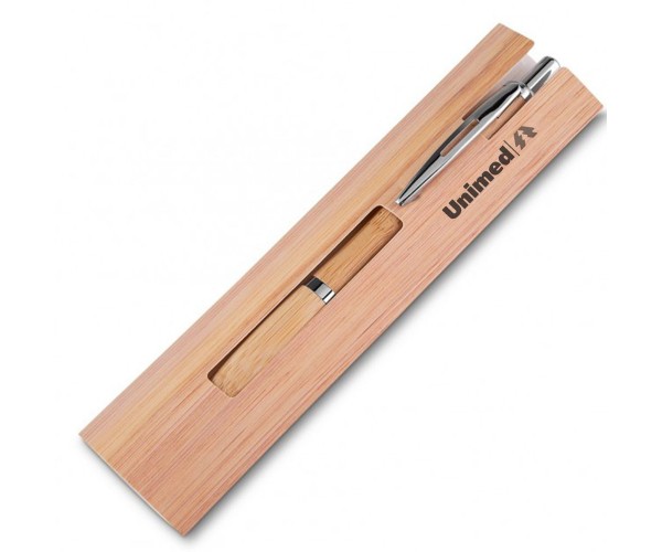 Caneta Ecológica de Bambu com Estojo Personalizada-14664