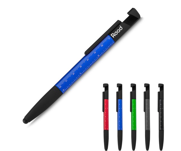 Caneta metal com touch ,Ferramentas, apoio para smartfone, Limpa tela e régua Personalizada- CM2640