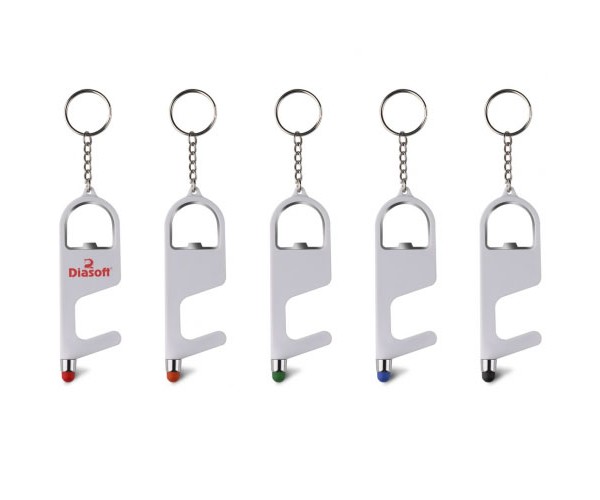 Chaveiro de plástico Antibacteriano Touch e  Abridor personalizado- CH77010A