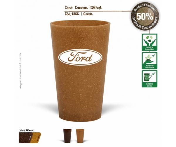 Copo Fibra de Madeira  ou Coco  320ml Personalizado - 136G