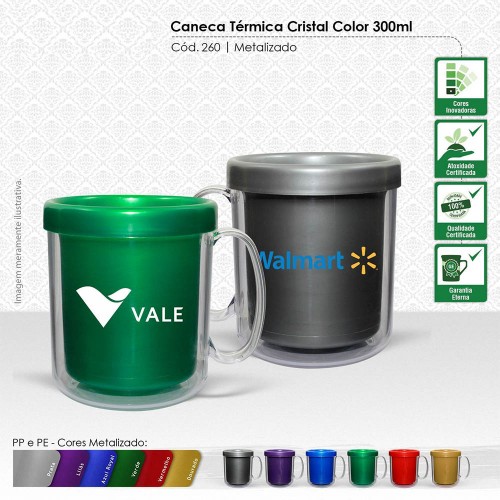 Caneca Térmica Cristal Color 300ml Personalizada - 260