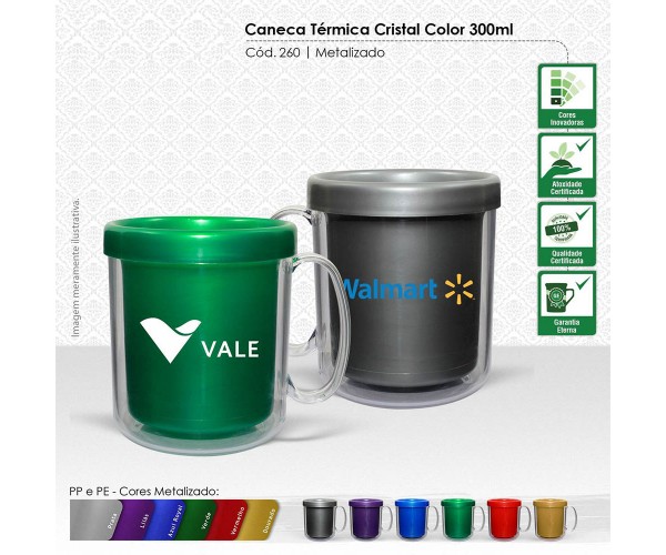 Caneca Térmica Cristal Color 300ml Personalizada - 260