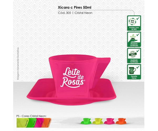 Xícara Café Com Pires PS Cristal 50ml Personalizada - 305