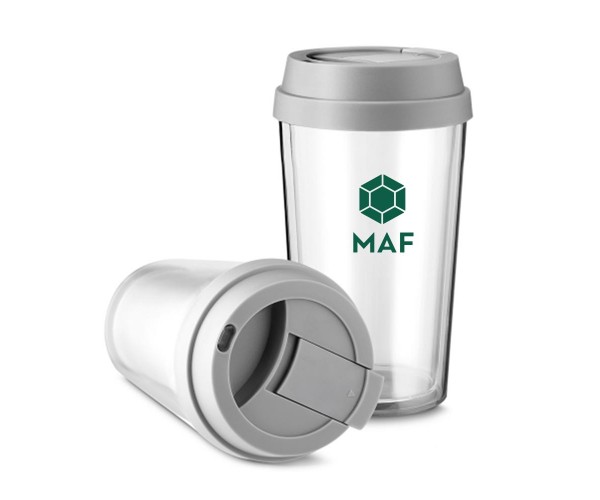 Copo plástico parede dupla com tampa 400mL Personalizado -CO7000