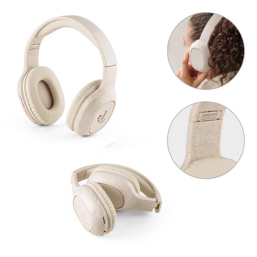 Fone de ouvido wireless  Dobravel Palha de Bambú personalizado  -57939