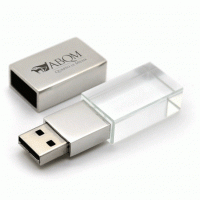 Pen Drive de Vidro Dourado ou Prata Personalizado 4 GB -  penv-1