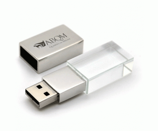 Pen Drive de Vidro Dourado ou Prata Personalizado 4 GB -  penv-1