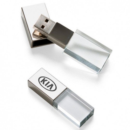 Pen Drive de Vidro Dourado ou Prata Personalizado 16 GB -  penv-11