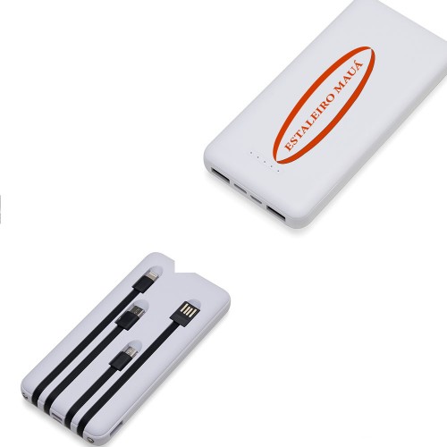 Power Bank 10.000mAh com Lanterna e Multissaídas Personalizado - 04052