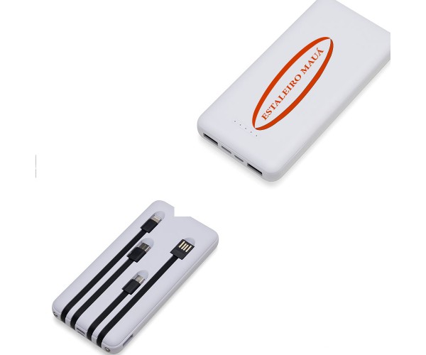 Power Bank 10.000mAh com Lanterna e Multissaídas Personalizado - 04052