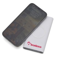 Power Bank 8000mAh com Carregamento via Indução ou via Cabo Personalizado - 04050 