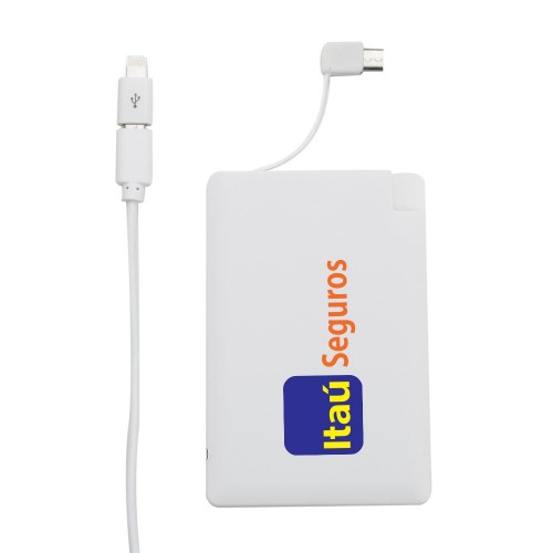 Power Bank Plástico Formato Cartão com indicador Led Personalizado -12984