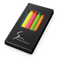 Caixa com 6 lápis pequenos fluorescentes Personalizada  - 51767