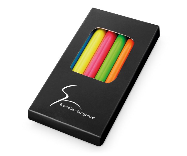 Caixa com 6 lápis pequenos fluorescentes Personalizada  - 51767