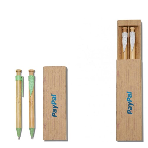 Conjunto de caneta e lapiseira ecológico personalizado -14334 