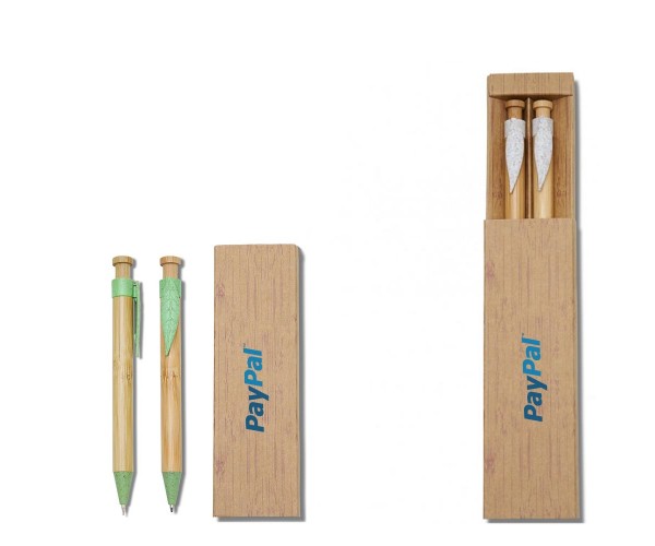 Conjunto de caneta e lapiseira ecológico personalizado -14334 