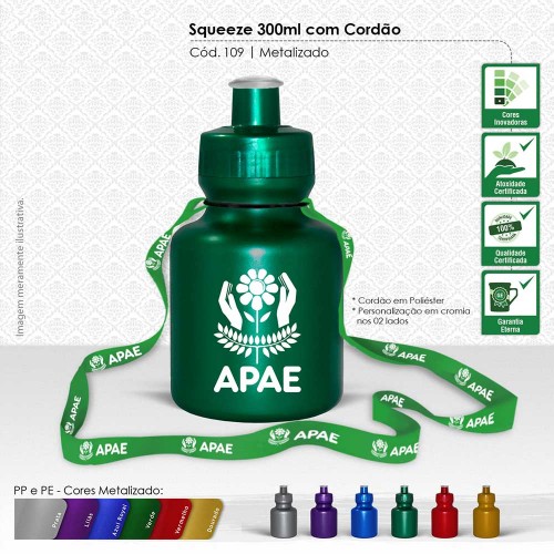 Squeeze 300ml Com Cordão  Personalizada -109