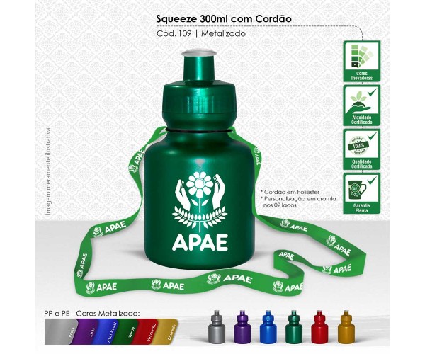 Squeeze 300ml Com Cordão  Personalizada -109