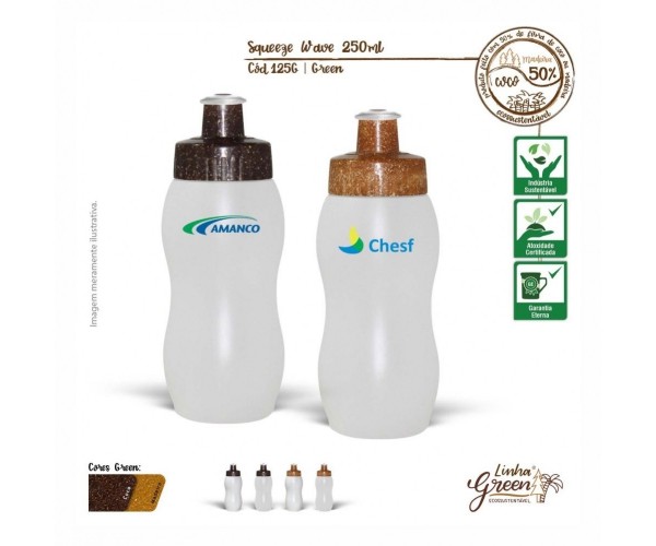 Squeeze 250 Ml wave  Tampa Fibra de Coco ou Bambu Personalizada -125G